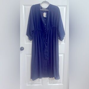 Navy Blue Button-Down Maxi Dress